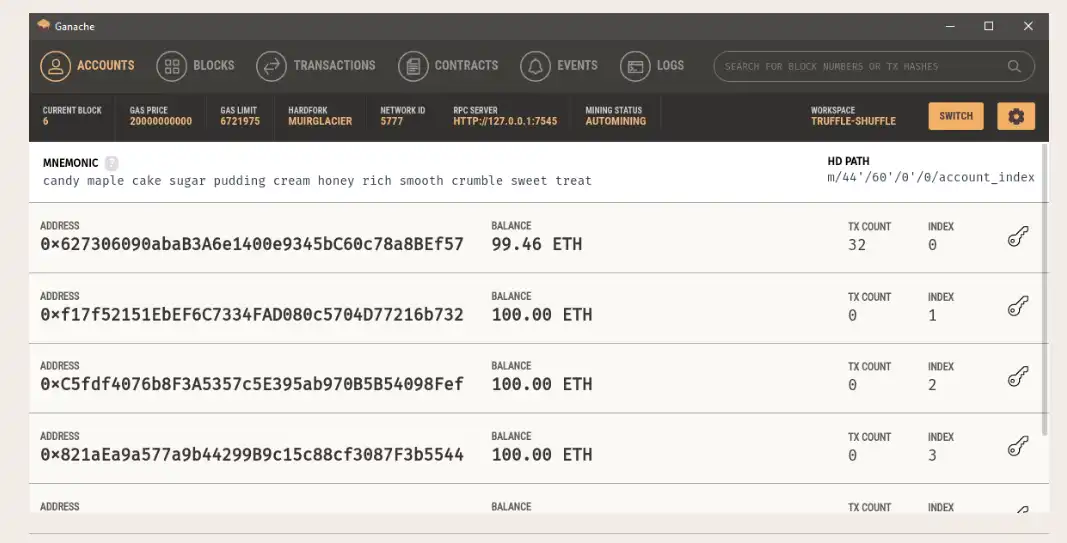 Descărcați instrumentul web sau aplicația web Ganache Ethereum