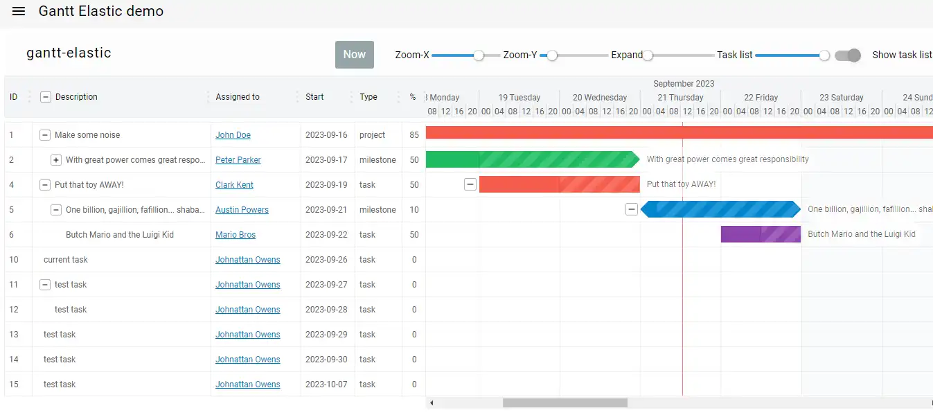 ดาวน์โหลดเครื่องมือเว็บหรือเว็บแอป Gantt-elastic - Javascript Gantt Chart