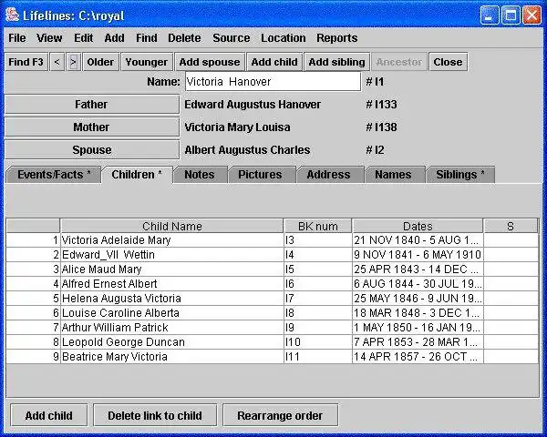 Download web tool or web app GDBI - Gedcom DataBase Interface