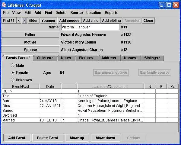 Download web tool or web app GDBI - Gedcom DataBase Interface