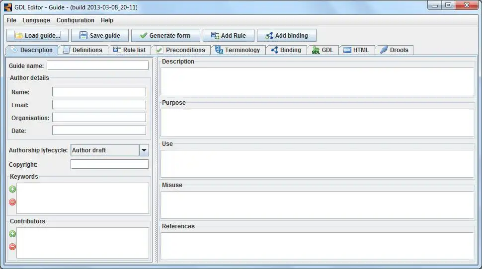 Muat turun alat web atau aplikasi web GDL Editor untuk dijalankan dalam Windows dalam talian melalui Linux dalam talian