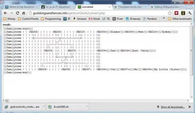 Download web tool or web app gedcom2wiki to run in Windows online over Linux online