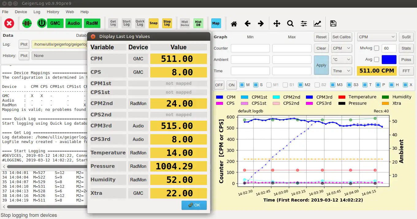 Download web tool or web app GeigerLog to run in Windows online over Linux online