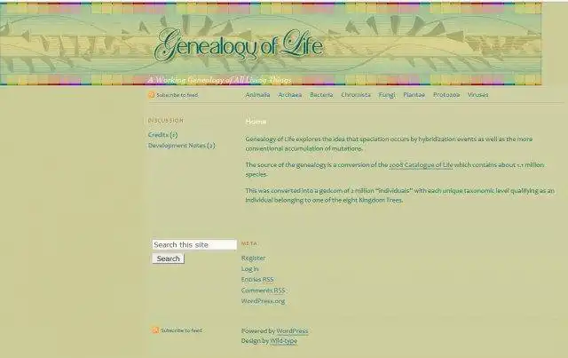 Download web tool or web app Genealogy of Life to run in Windows online over Linux online