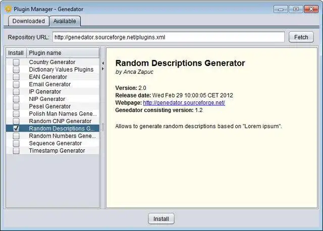 Download webtool of webapp Genedator