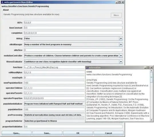 Завантажте веб-інструмент або веб-програму Genetic Programming Classifier для Weka