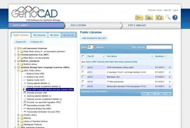 Scarica lo strumento web o l'app web GenoCAD