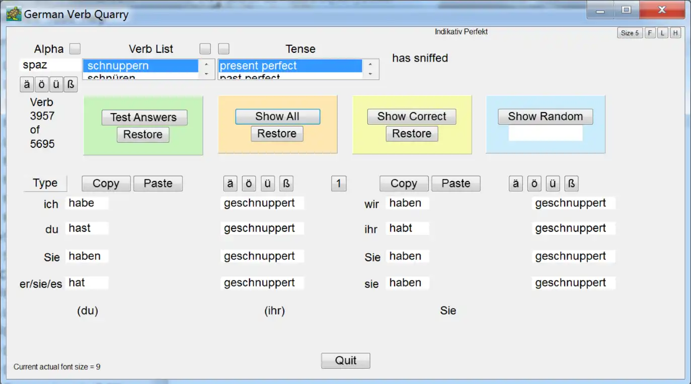 Download web tool or web app German Verb Quarry