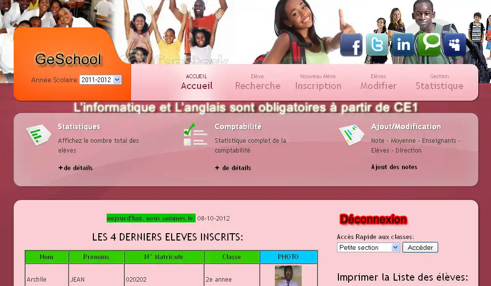 Télécharger l'outil Web ou l'application Web GeSchoolS