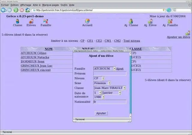 Download web tool or web app GeSco : School Management Project