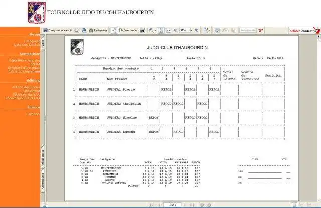 Download web tool or web app Gestion de tournoi de judo