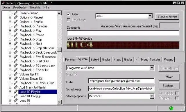 Завантажте веб-інструмент або веб-програму Girder до роз’єму списку відтворення Winamp