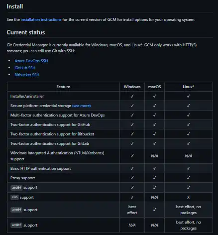 Download web tool or web app Git Credential Manager