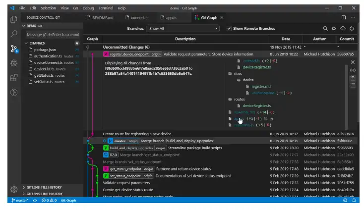 Muat turun alat web atau apl web sambungan Git Graph untuk VSC