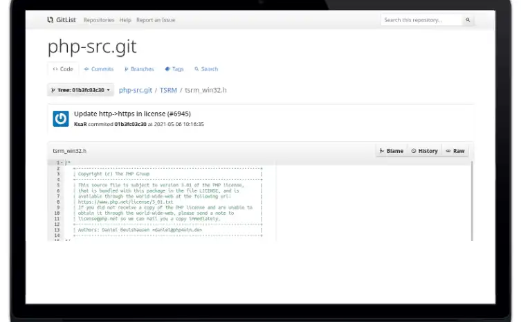 Завантажте веб-інструмент або веб-програму GitList