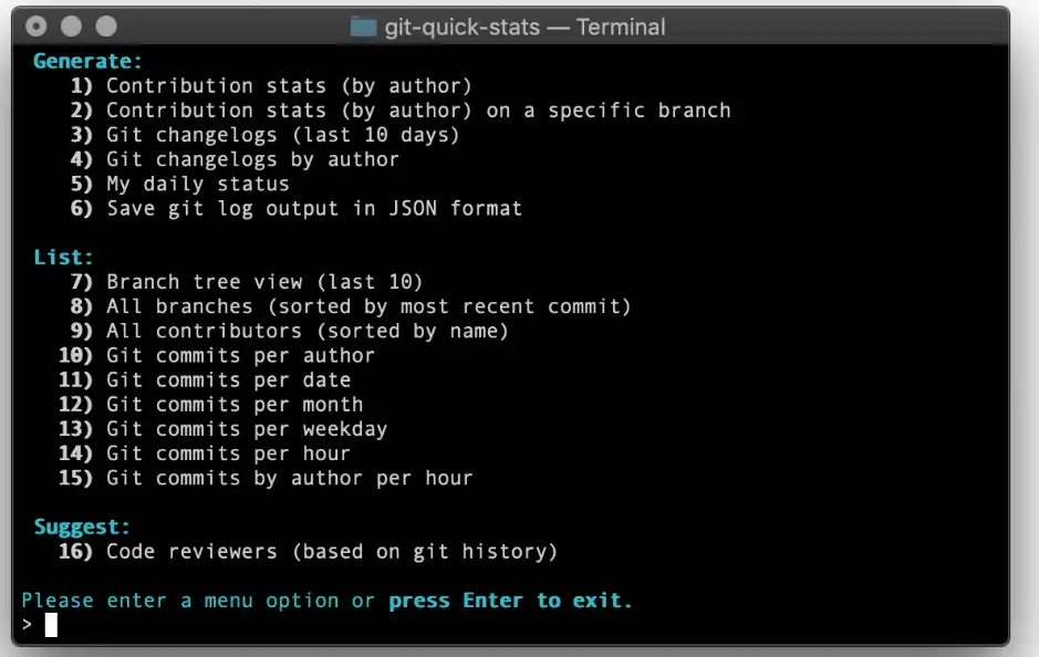 Download web tool or web app GIT quick statistics