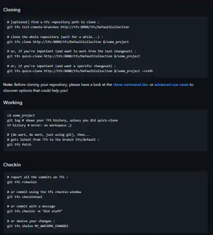 Download web tool or web app git-tfs