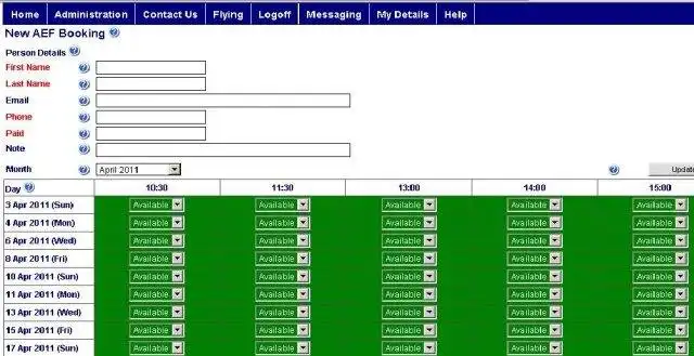 Загрузите веб-инструмент или веб-приложение Gliding Booking System