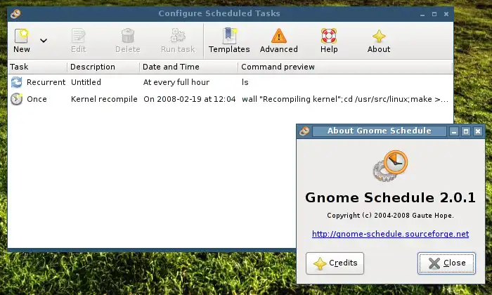 Download web tool or web app gnome-schedule