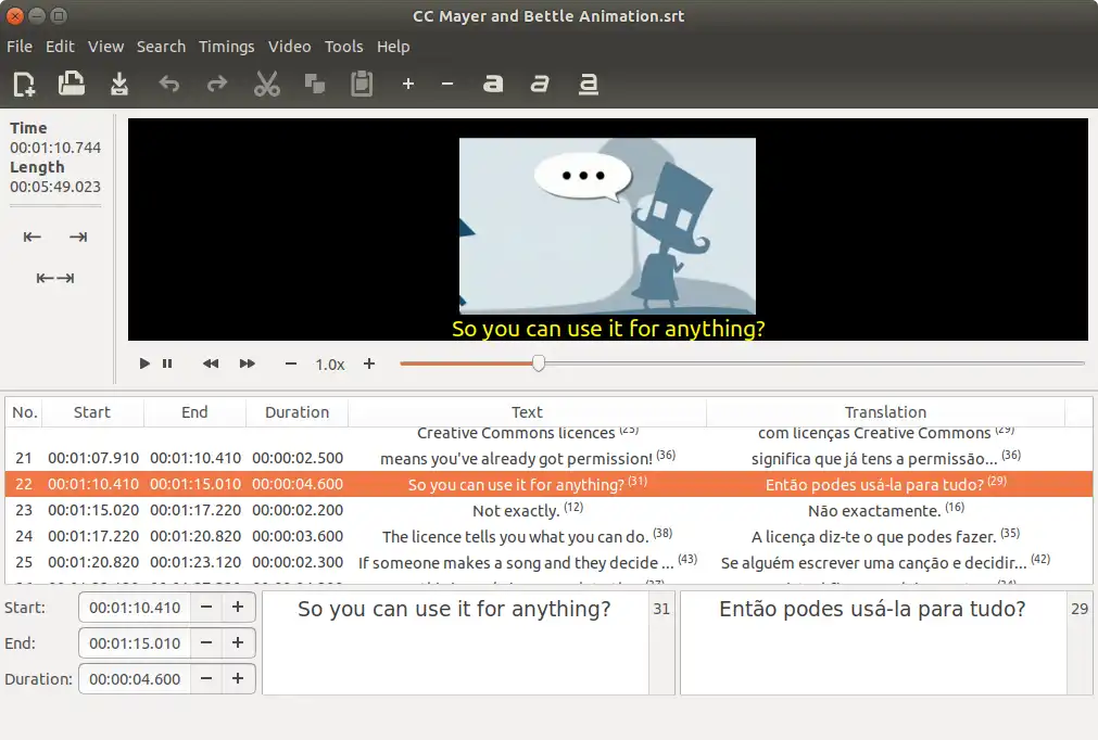 वेब टूल या वेब ऐप Gnome Subtitles डाउनलोड करें