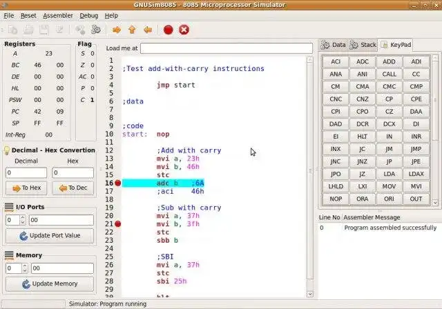 Descargar herramienta web o aplicación web GNU 8085 Simulator