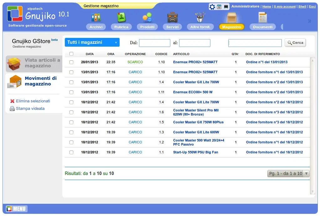 Download web tool or web app Gnujiko 10.1 - Software gestionale