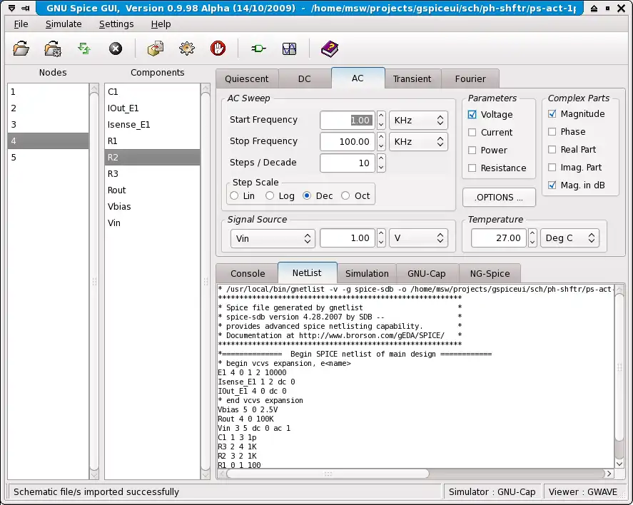 Download web tool or web app GNU Spice GUI to run in Linux online