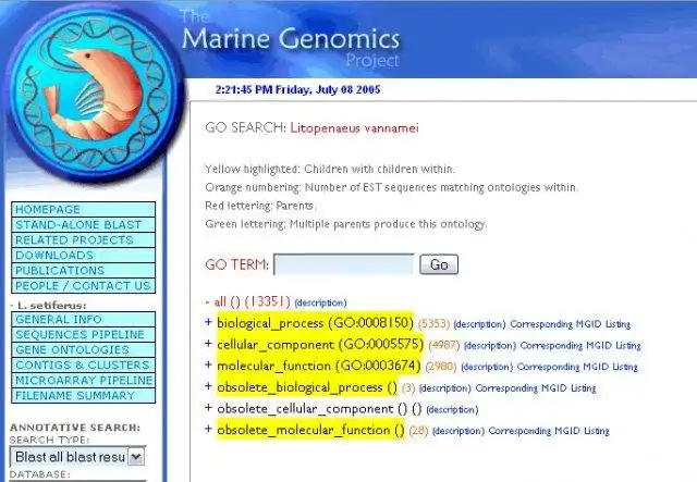 Scarica lo strumento web o l'app web GOAL, Gene Ontology Annotative Listing