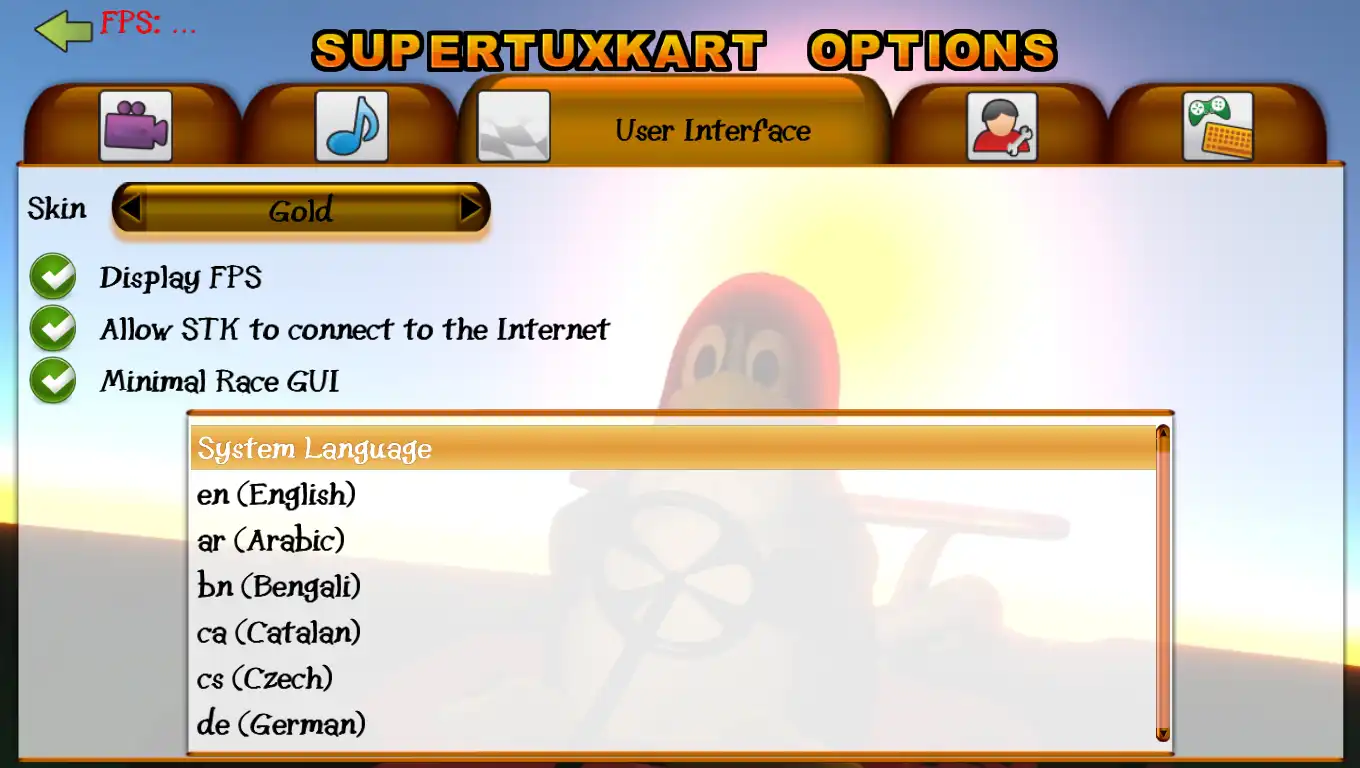 Supertuxkart용 웹 도구 또는 웹 앱 GOLD 테마를 다운로드하여 Linux 온라인에서 실행