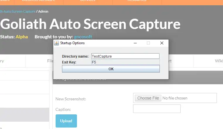 Загрузите веб-инструмент или веб-приложение Goliath Auto Screen Capture