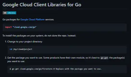 Download web tool or web app Google Cloud Client Libraries for Go