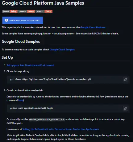 വെബ് ടൂൾ അല്ലെങ്കിൽ വെബ് ആപ്പ് Google Cloud Platform Java സാമ്പിളുകൾ ഡൗൺലോഡ് ചെയ്യുക