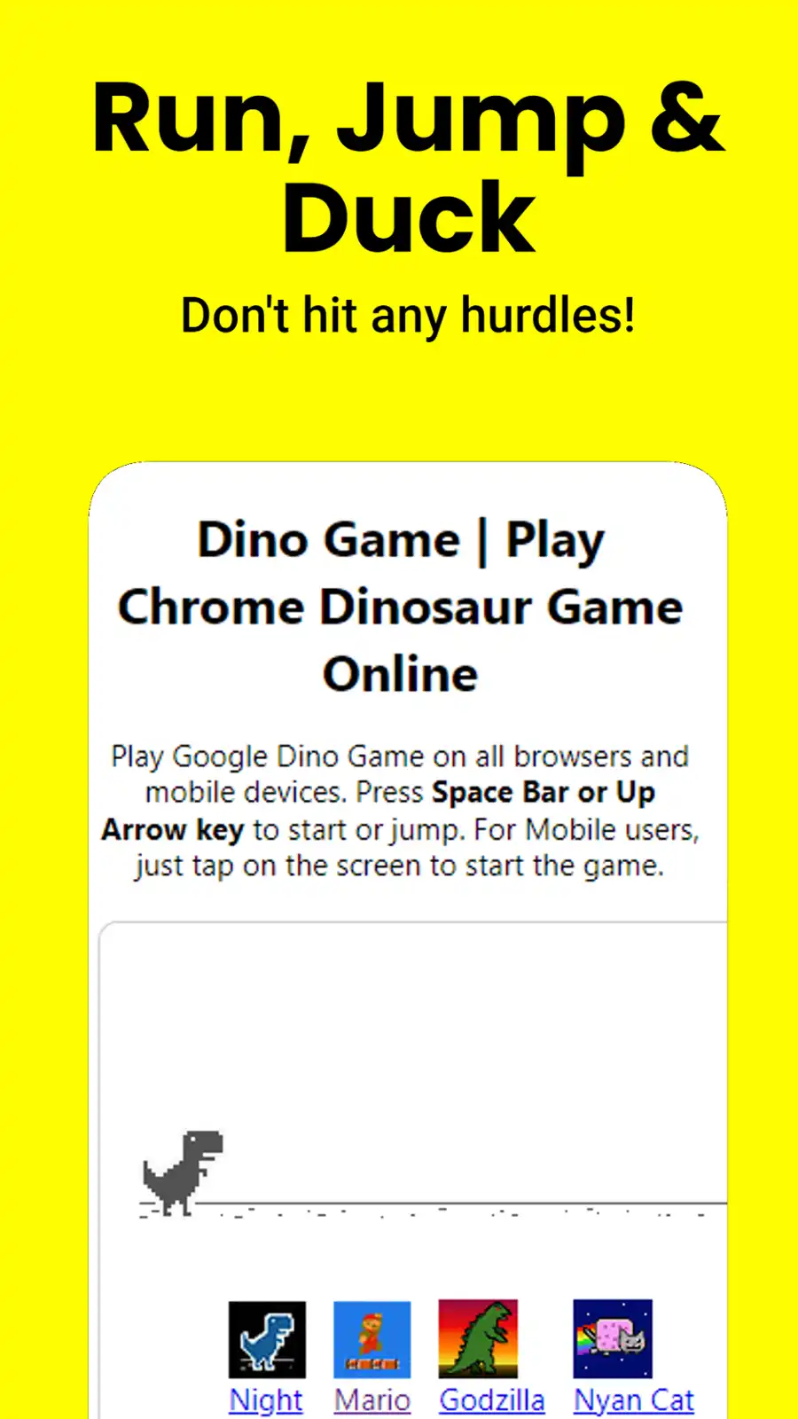 Download web tool or web app Google Dino Game