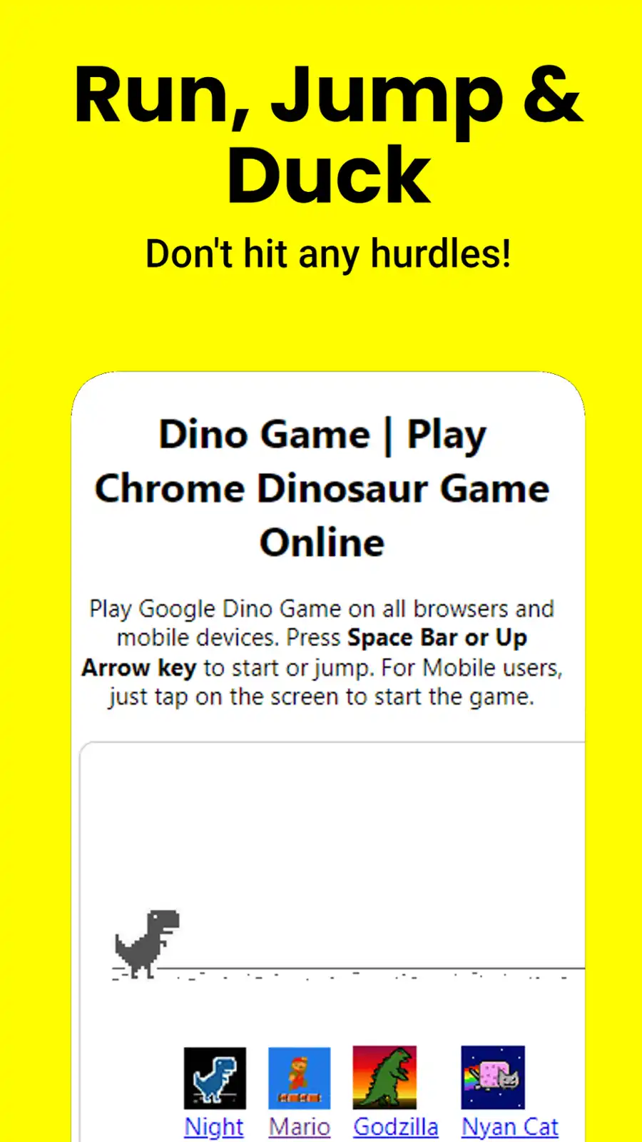 دانلود ابزار وب یا برنامه وب Google Dino Game