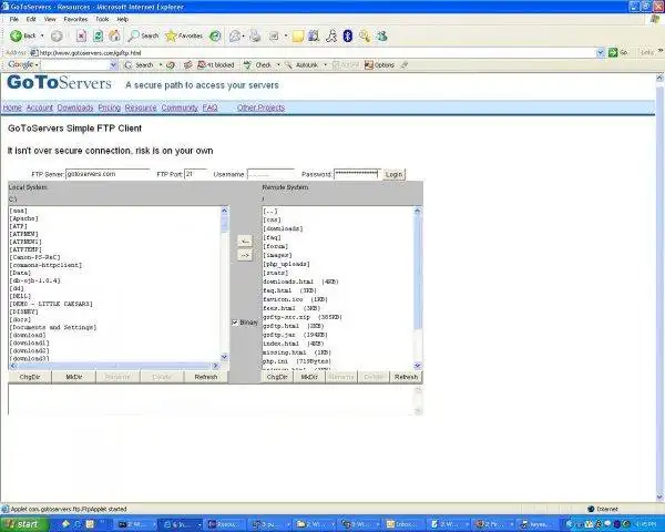 Download web tool or web app GoToServers Simple FTP Client