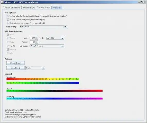 Download web tool or web app GpRoko - Track Analyzer