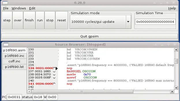 دانلود ابزار وب یا برنامه وب gpsim - شبیه ساز gnupic