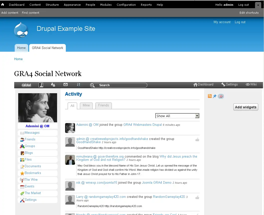 Download web tool or web app GRA4 Social Network for Drupal