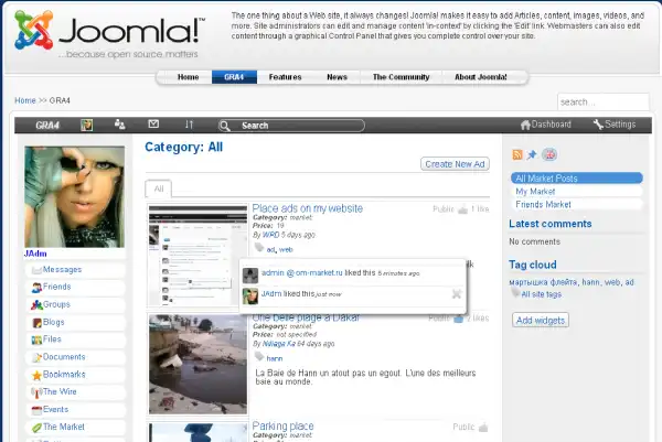 Descargue la herramienta web o la aplicación web GRA4 Social Network para Joomla!