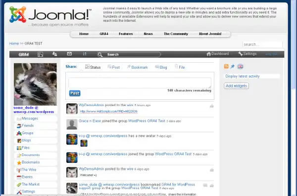 ดาวน์โหลดเครื่องมือเว็บหรือเว็บแอป GRA4 Social Network สำหรับ Joomla!