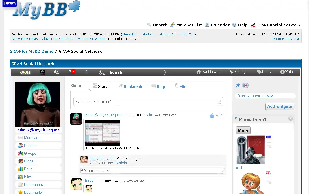 Download web tool or web app GRA4 Social Network for MyBB