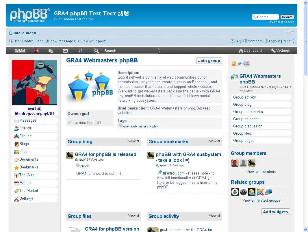 Download web tool or web app GRA4 Social Network for phpBB