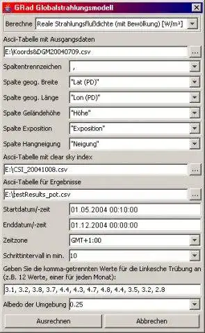 Téléchargez un outil Web ou une application Web Modèle de rayonnement solaire GRad à exécuter sous Linux en ligne