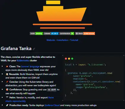 ابزار وب یا برنامه وب Grafana Tanka را دانلود کنید
