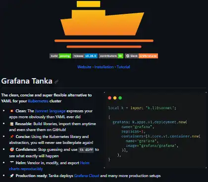 Muat turun alat web atau aplikasi web Grafana Tanka