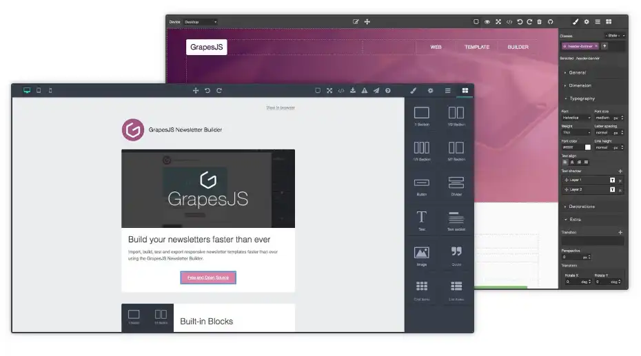 Muat turun alat web atau aplikasi web GrapesJS