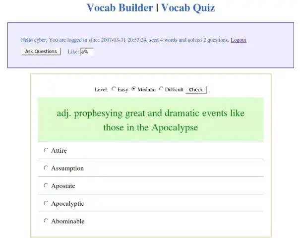 Download web tool or web app GRE Vocabulary Builder