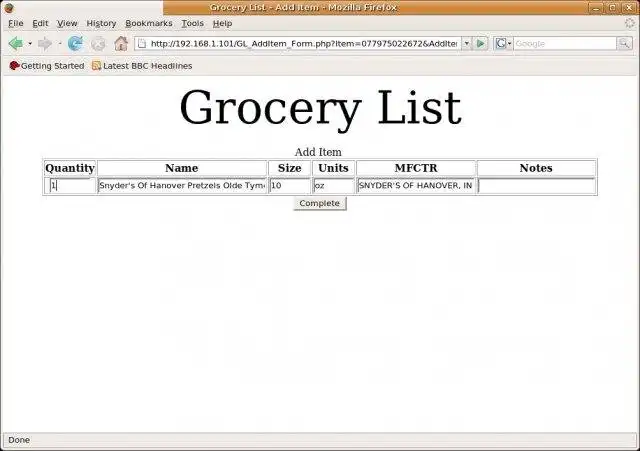 Download web tool or web app Grocery List