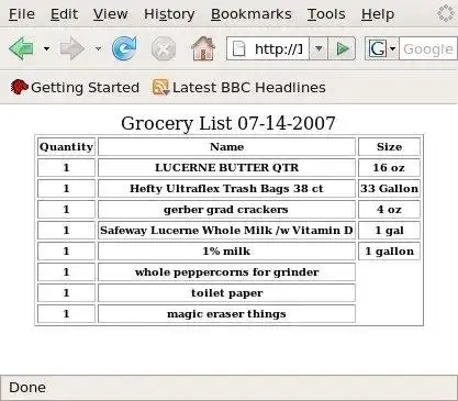Download web tool or web app Grocery List