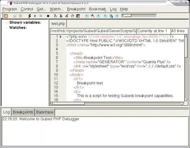 Download web tool or web app Gubed PHP Debugger